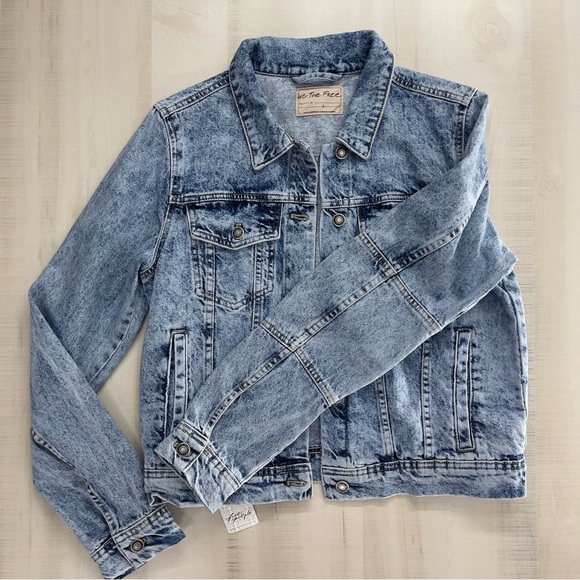 nwt FREE PEOPLE rumors denim boho jean jacket coat soft cotton L - Picture 5 of 9